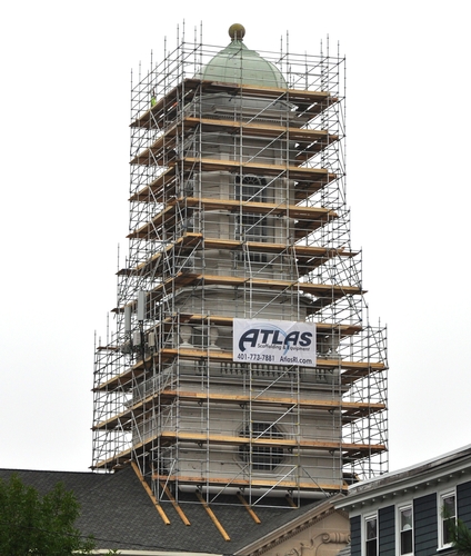 The scaffolding was engineered with 11 platforms to allow access to every part of the cupola